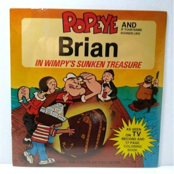 Popeye In Wimpy's Sunken Treasure Sealed 7" Vinyl Record 17 Page Book Brian - Picture 1 of 3